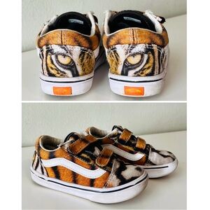 Kids Vans with Tiger Eyes and Orange and Black Animal Print Toddler Size 9